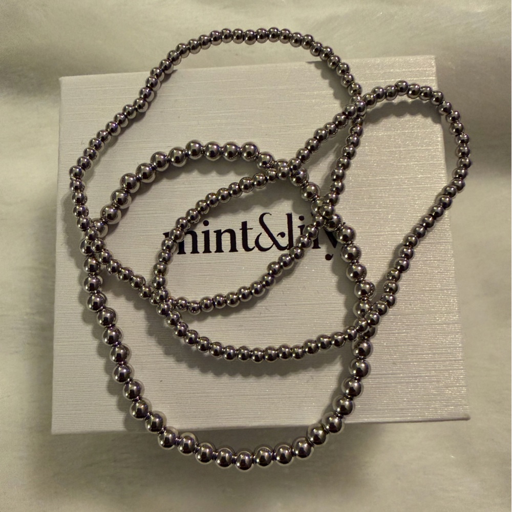 Mint & Lily Silver Beaded Bracelet Set - Picture 7 of 8